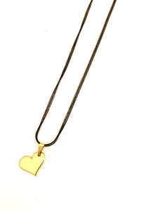 Black and gold Snake chain heart necklace