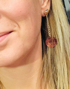 Long brown gold earings