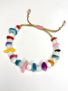 Color and white gem stones bracelet