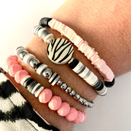 Pink and zebra  bracelets set