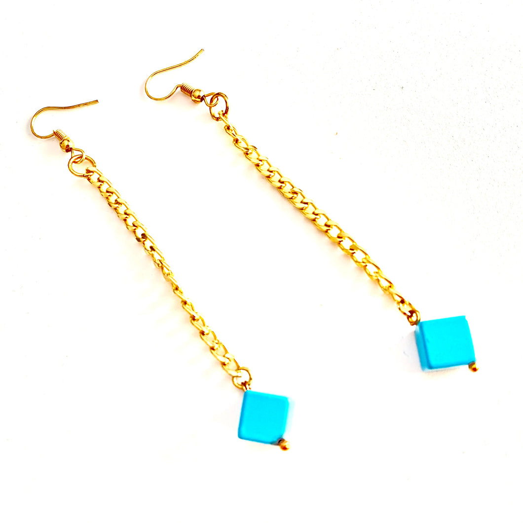 Long gold & aqua earings