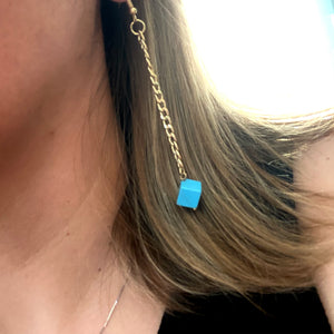 Long gold & aqua earings