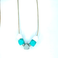 Geometric necklace white aqua