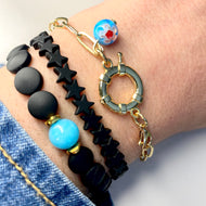 Black aqua bracelet set