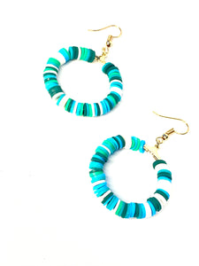 Green shades hoops fimo earings